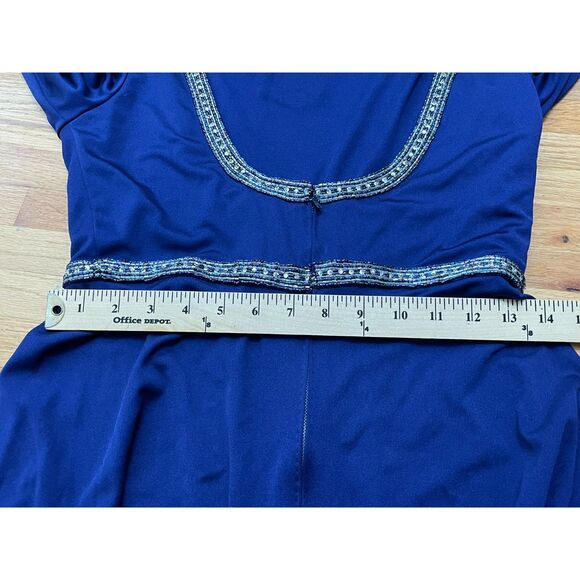 Victoria Royal Women's Dress Evening Gown Maxi Rhinestone Waist 2 Vintage Blue - Picture 7 of 7